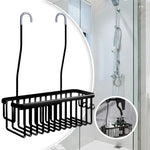 organisateur salle bain suspendu barres métalliques argenté noir moderne minimaliste porte shampoing savon