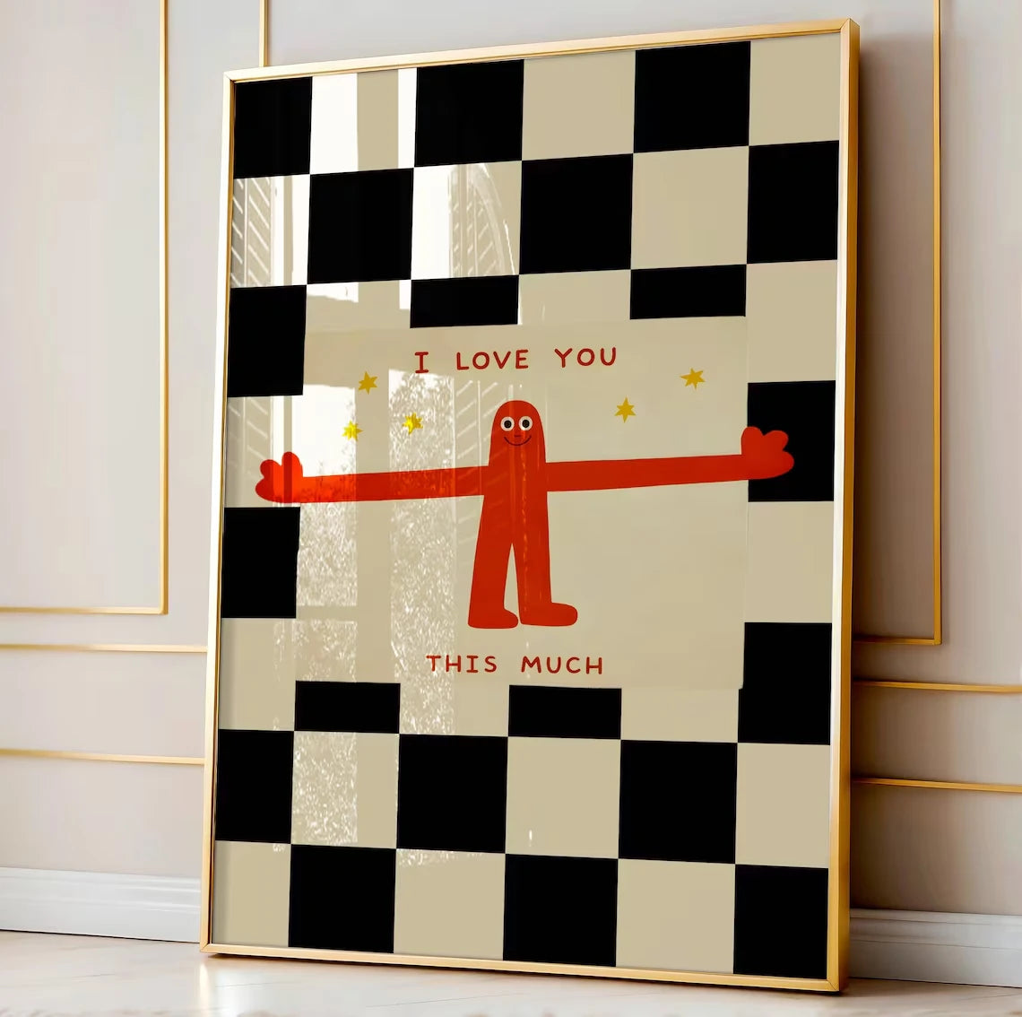 toile d'art moderne minimaliste humaine rouge damier noir blanc sans cadre erotique