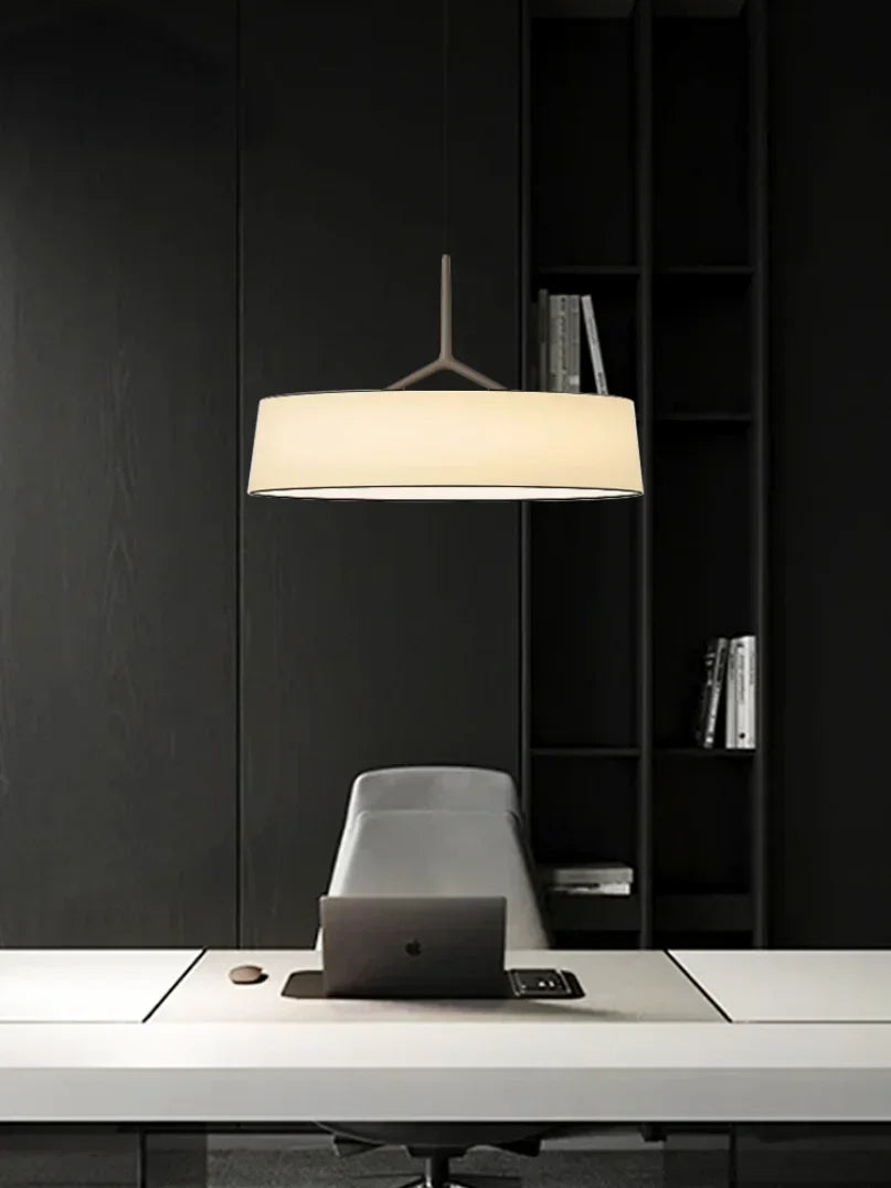 suspension lumineuse moderne minimaliste abat jour blanc structure marron texturé métal 90 260V