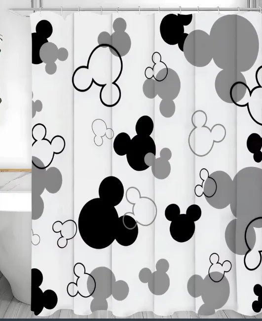 rideau douche mickey mouse blanc noir gris moderne pop art chambre enfant decoration