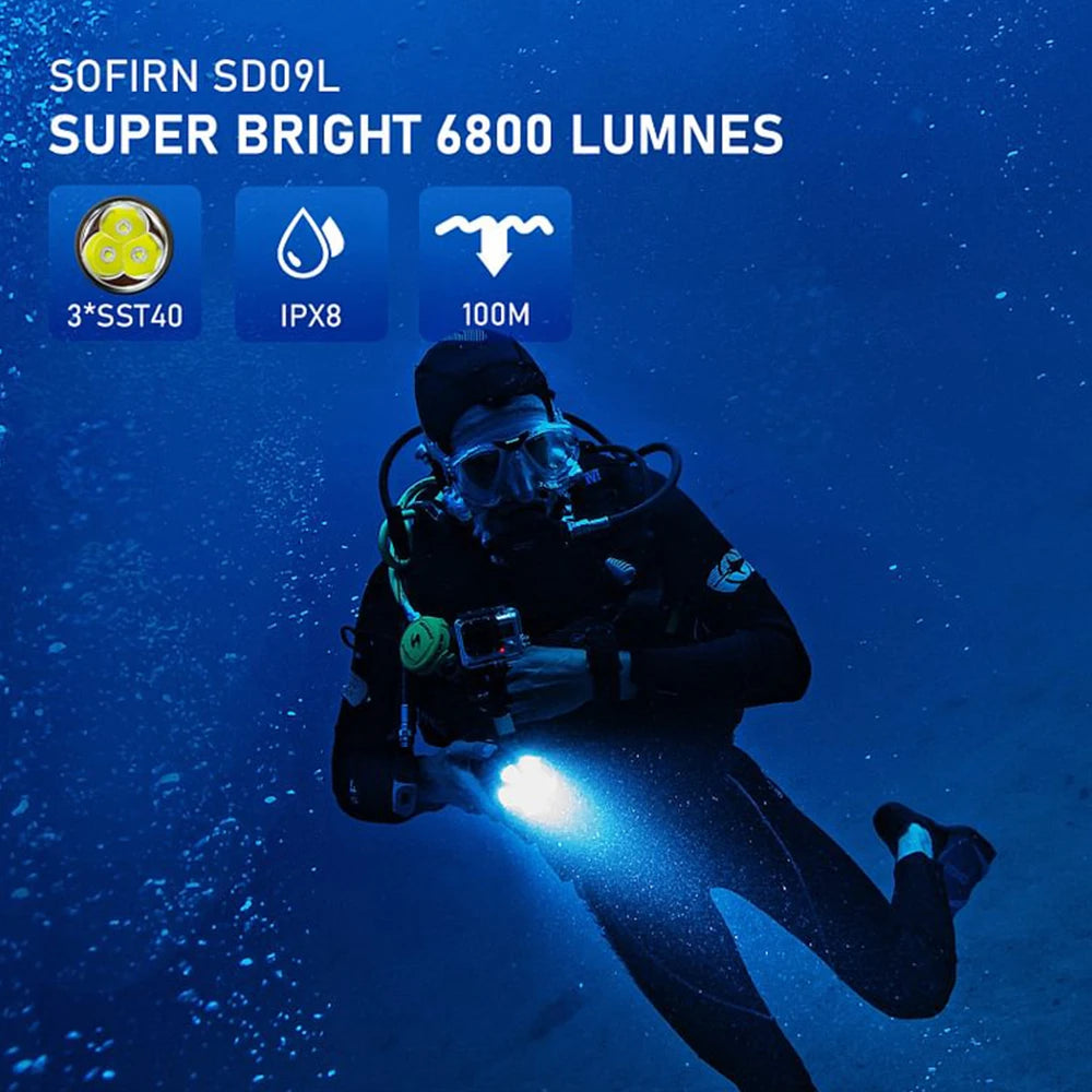 lampe poche plongée LED rechargeable étanche 200m lumineuse fishing adultes