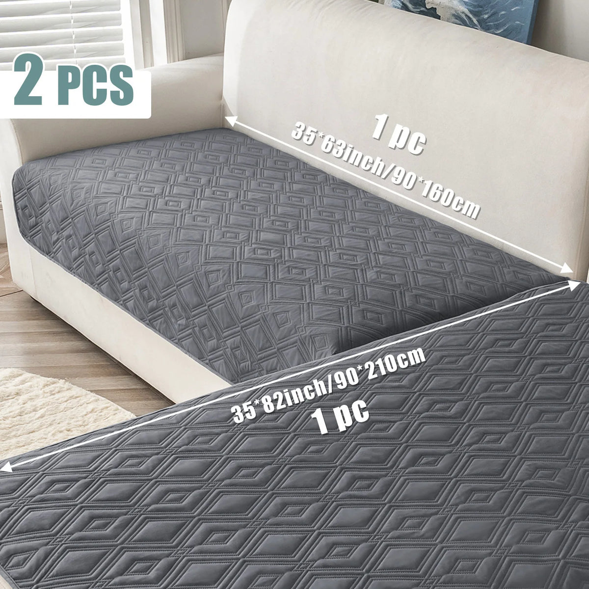 housse canapé polyestère motif géométrique gris moderne imperméable lavage machine 90x160cm 90x210cm