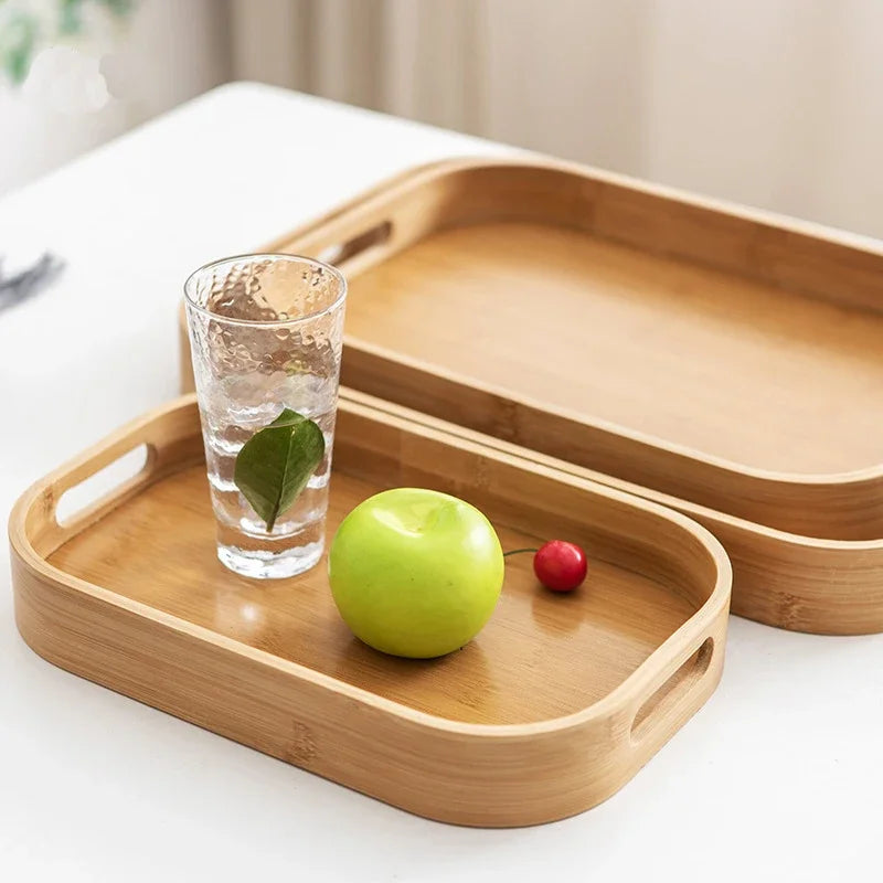 Plateau de service en bambou pour hôtel ou maison avec accessoires de cuisine