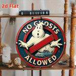 plaque décorative rétro ecto no ghosts allowed fantômes voiture rouge bleu blanc vintage 20cm