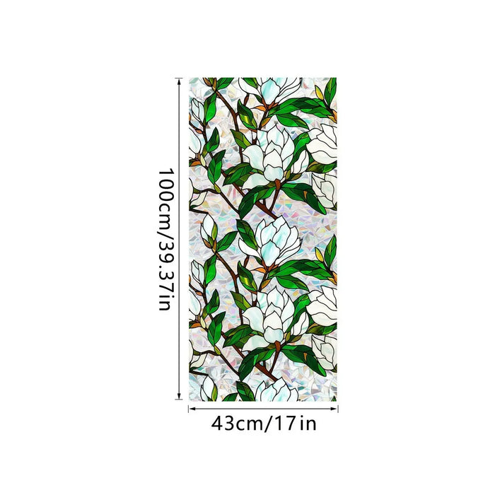 autocollants fenetre decoratifs fleurs artistiques isolation thermique pvc electrostatique opaques multicolores 43x100cm
