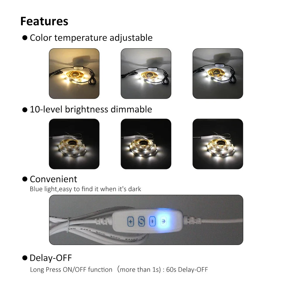 interrupteur led blanc moderne adhésif télécommande câble usb 5v cct adjustable lumière led