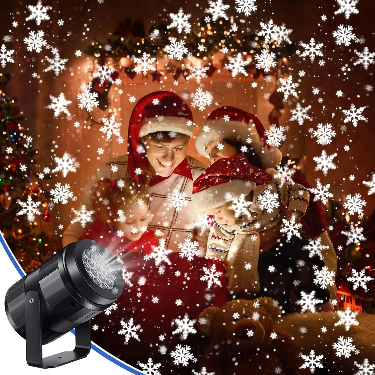 projecteur led flocons neige noirs projection noel exterieur usb alimentation vacances