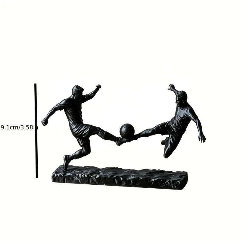 ornement table sculpture football joueurs dynamique noir ballon sport maison deco figurines