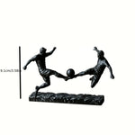 ornement table sculpture football joueurs dynamique noir ballon sport maison deco figurines