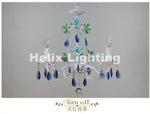 lustre décoration intérieure blanc bleu cristaux fleurs céramique floral classique semi encastré