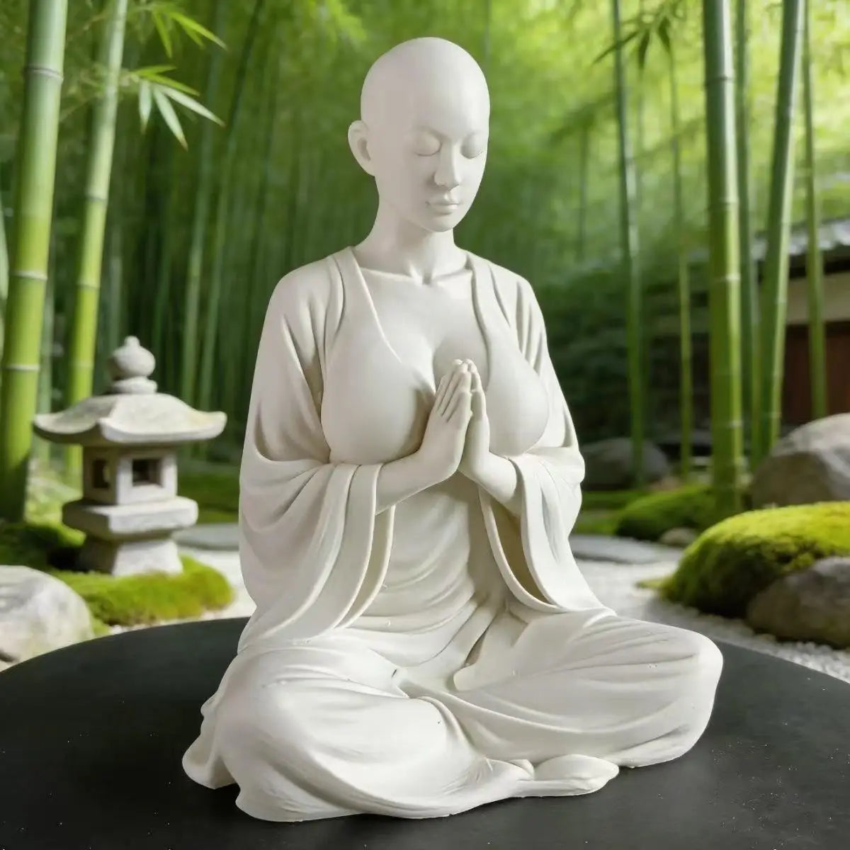 statue méditation blanche texture lisse minimaliste décoration intérieure zen spiritualité amour salon chambre yoga