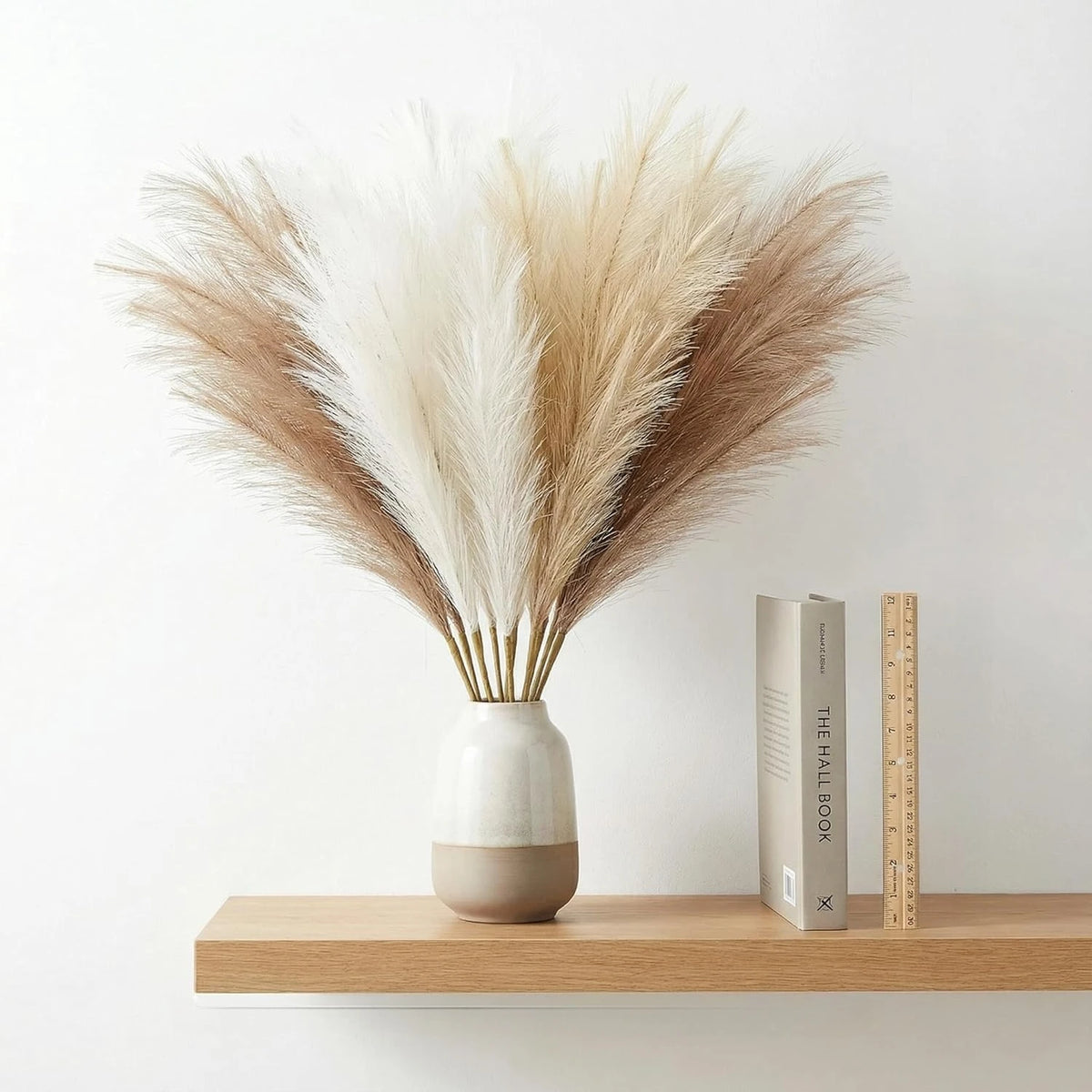 plumes artificielles boho chic decoration maison vase blanc fleurs soie couleur mixteintérieur minimaliste