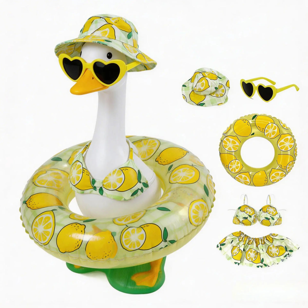 bouée piscine pastelle bikini chapeau nœud papillon été rouge vert blanc