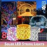décoration extérieure guirlande led solaire 32m blanc chaud multicolore imperméable ip65 festive