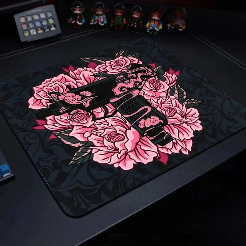 tapis souris jeu violet rose noir motif abstrait texture lisse moderne graphique adhésif
