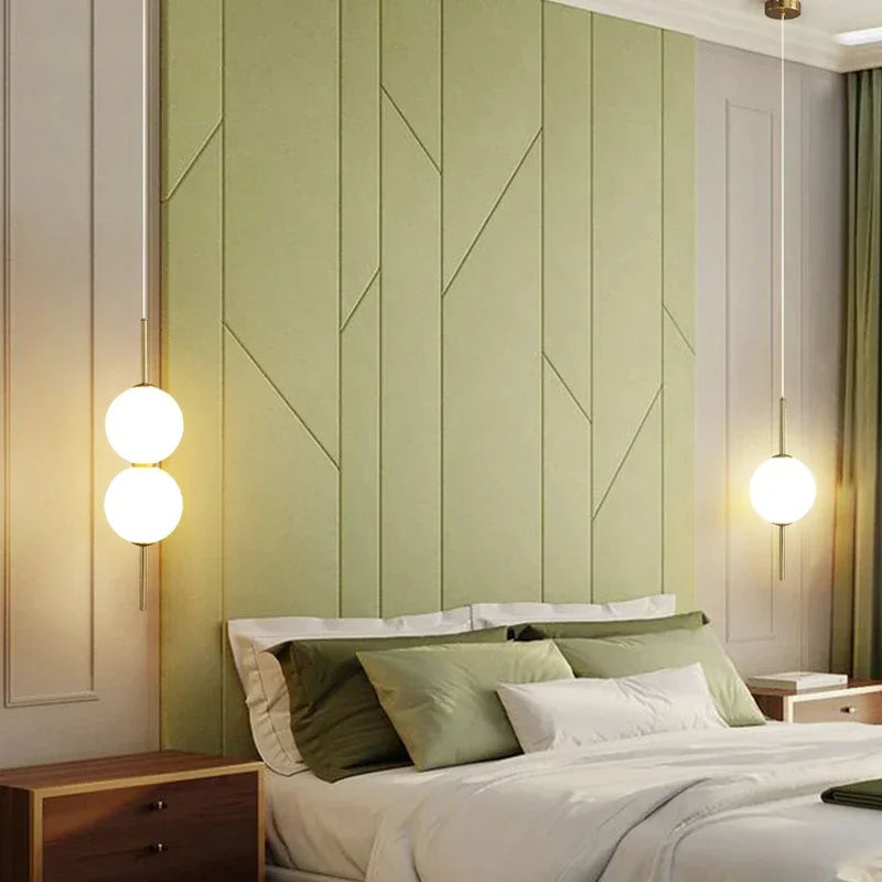 lumière suspendue moderne verre opalescent tête lit décorative chambre minimaliste