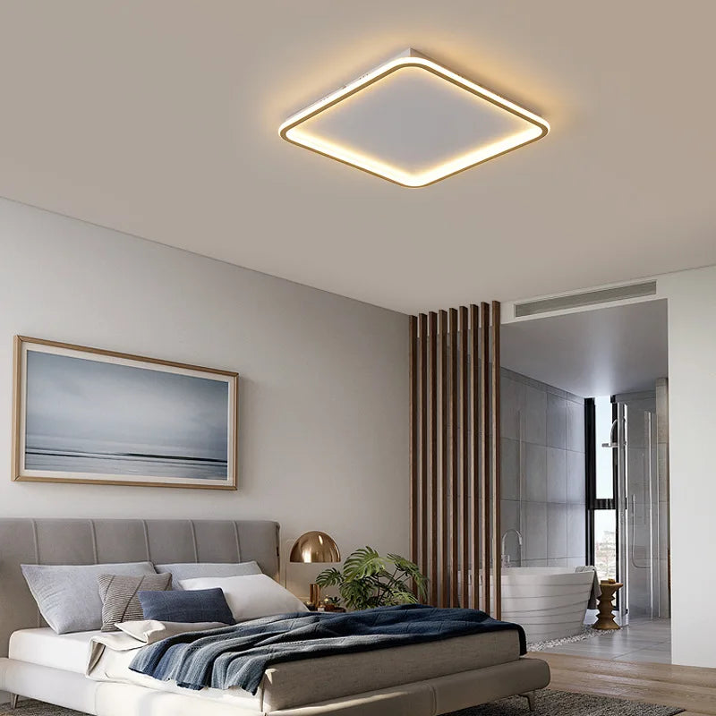 plafonnier led rectangulaire blanc moderne luminaire salon maison intérieur épuré aluminium blanc