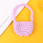 sac main miniature blanc marron texture tissée poignées détachables accessoire poupée classique simple 12