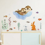 Sticker amovible loutre pour mur blanc