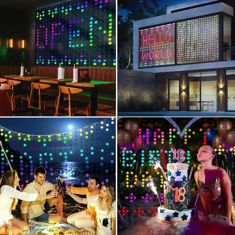 rideau lumineux led multicolore pixelé moderne synchronisation musique diy ip65