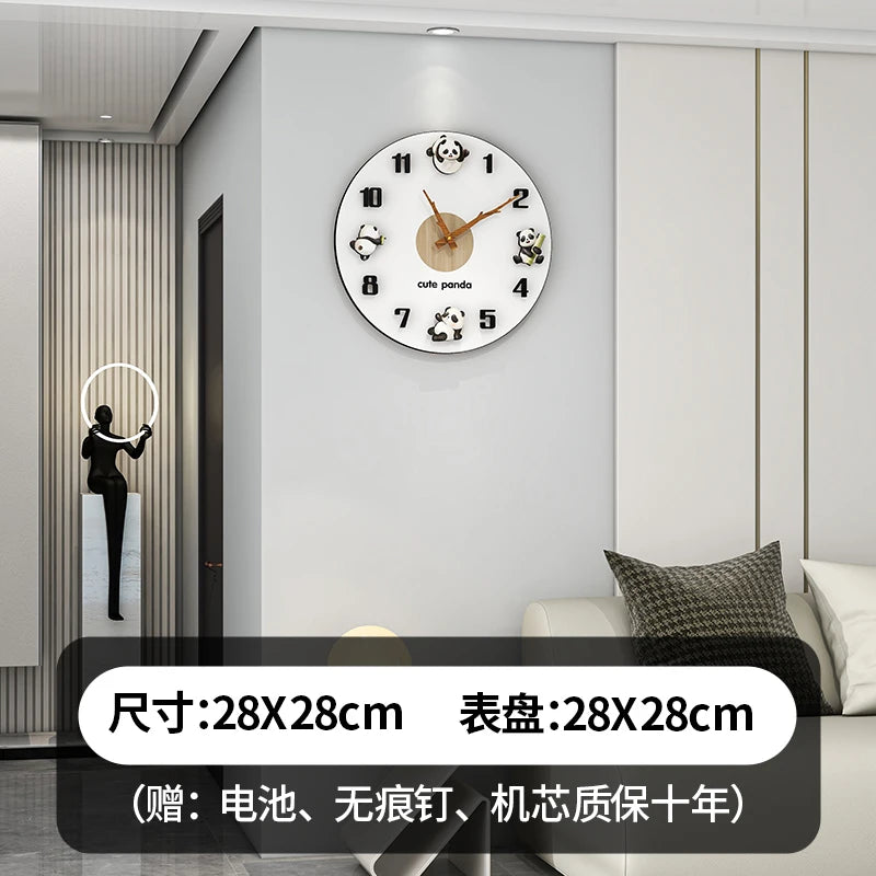 horloge murale moderne animaux mignons décoration salon beige aiguille acrylique unique