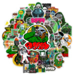 stickers cartoon graphiques personnages dessins animés masques logos doom multicolore vert noir rouge bleu