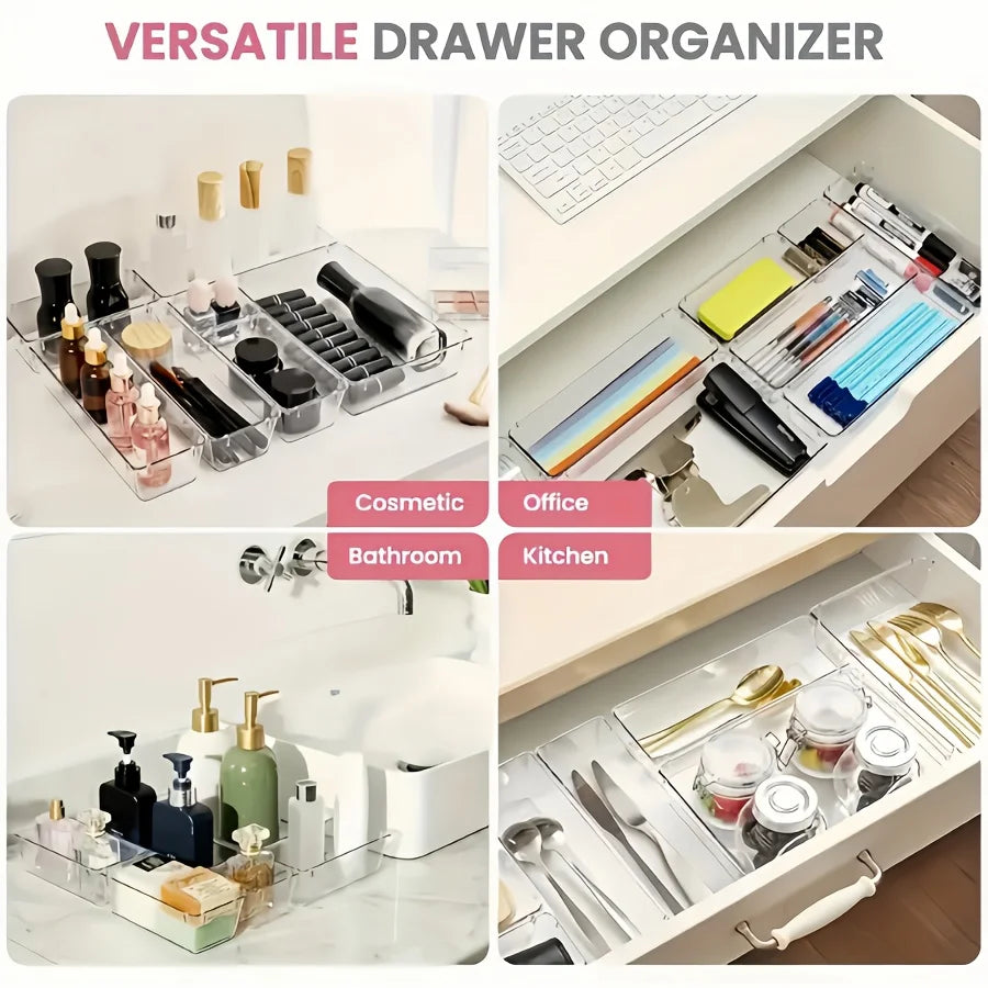 organiseur tiroir transparent moderne réutilisable plastique pet compartiments différents tailles xl