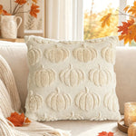 taies d'oreiller citrouille orange beige motifs imprimés jacquard doux polyester opaques maison