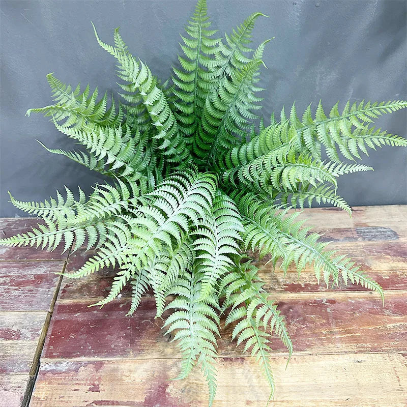 plantes artificielles fougère boston feuilles vertes jaunes decoration exterieure intérieure naturelle réaliste