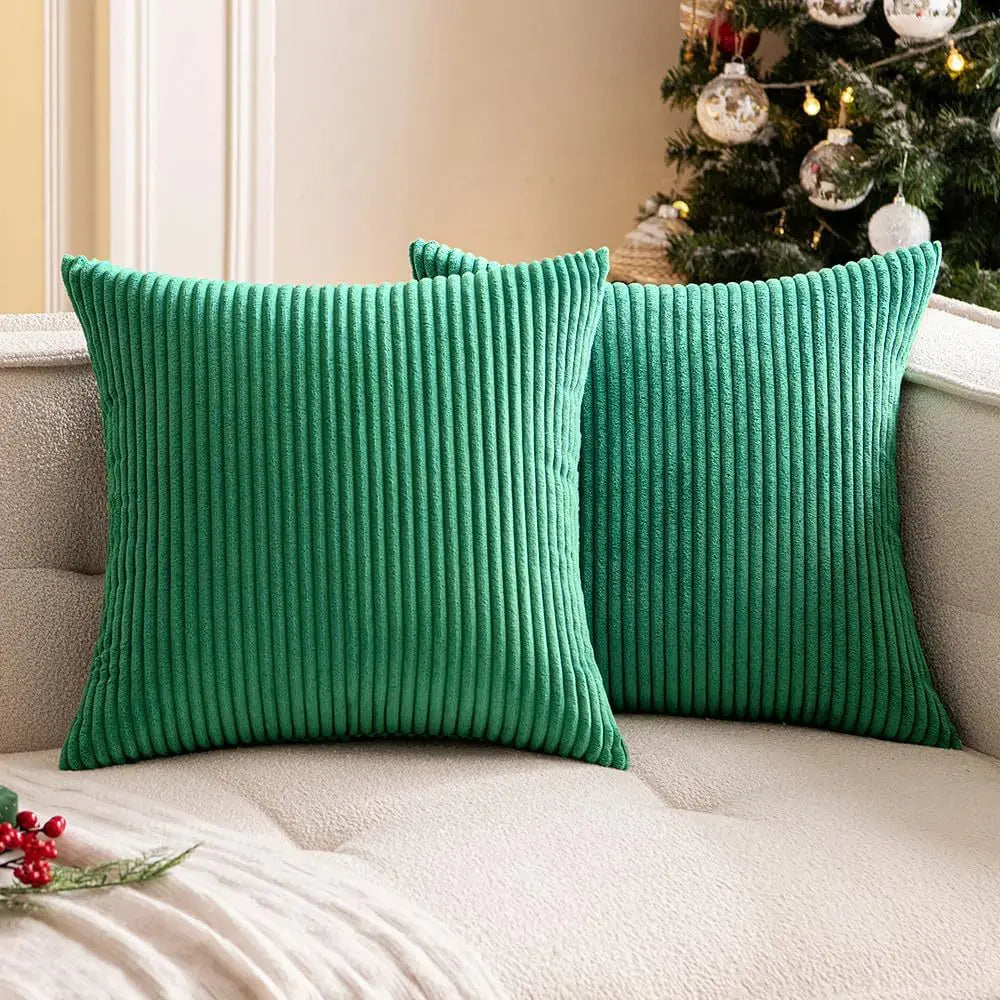 housse coussin velours côtelé orange rayé décorative canapé salon moderne zip invisible textile doux