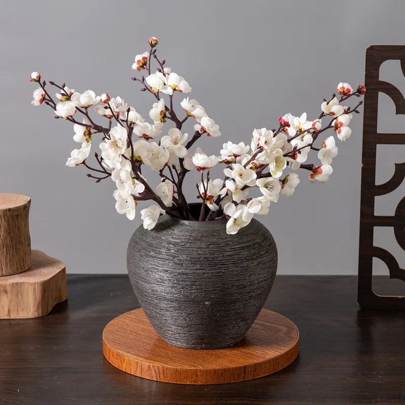 accessoire décoration moderne vase blanc gris fleurs artificielles soie branche printemps extérieur mariage fêteDecorationMaison