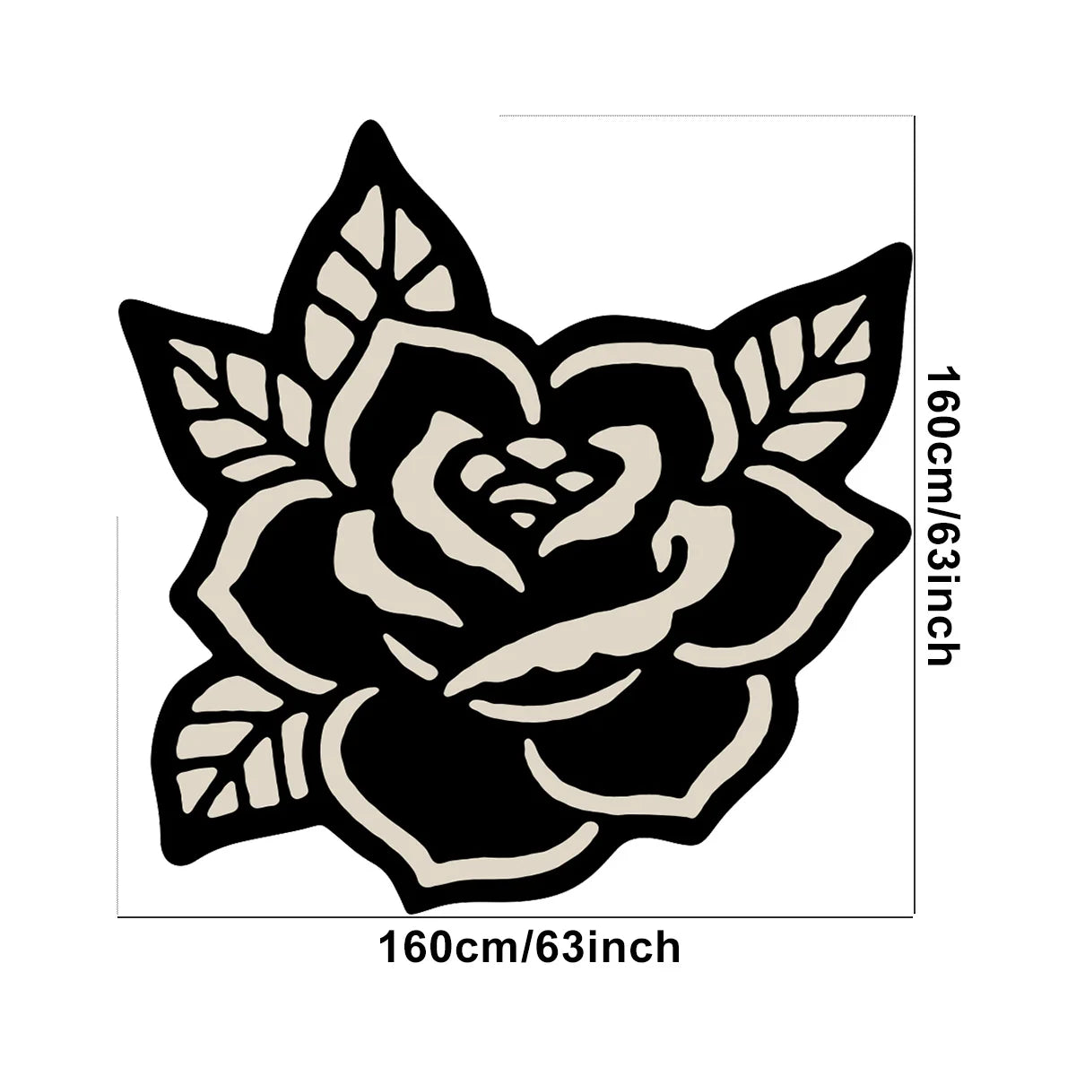 tapis noir blanc fleur stylisée moderne antidérapant intérieur extérieur plage