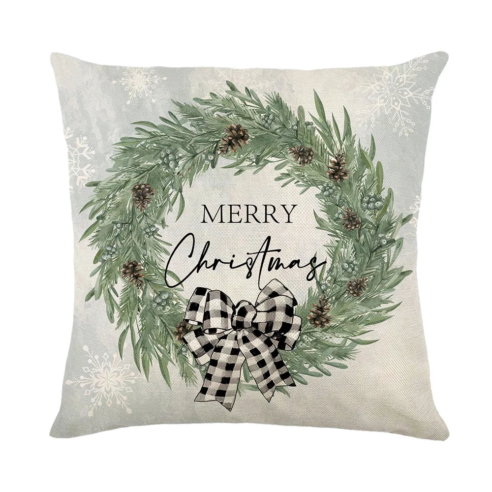 coussin carré noël arbre renne guirlande bonhomme neige décoration maison traditionnel opacité fixe