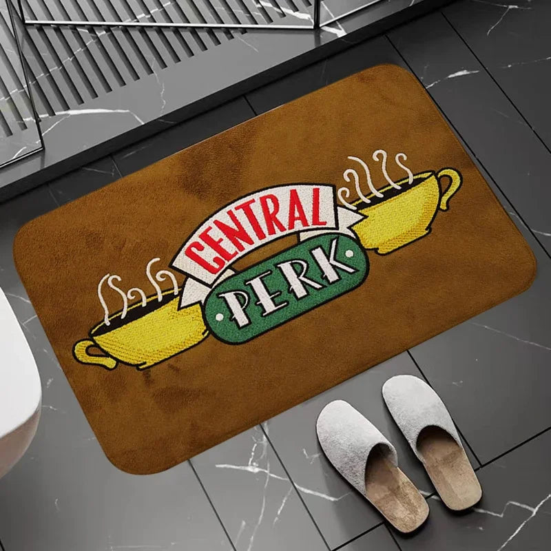 tapis central perk friends blanc vert noir moderne logo bienvenue salon chambre bain