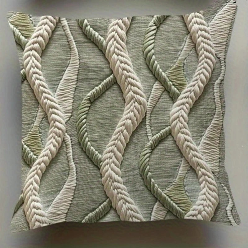 coussins tissés motifs noeuds verts blancs modernes non toxiques respectueux environnement 40x40cm 45x45cm 50x50cm