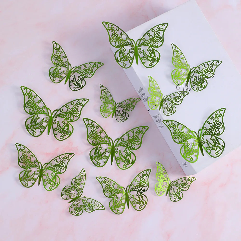 papillons décoratifs multicolores ornements floraux adhésifs diy gâteaux cupcakes boîtes cadeaux chambre coucher