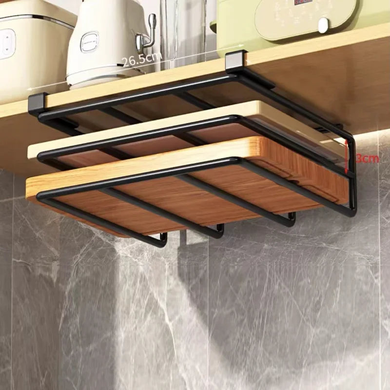 étagère pliable noire bambou métal clips magnétiques cuisine