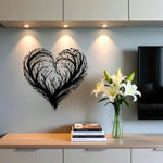 décoration murale cœur floral moderne noir branches feuilles romantique chambre saint valentin