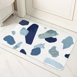 tapis sol géométrique marbré moderne minimaliste antidérapant bleu blanc