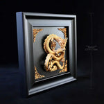 Sculpture dragon or noir relief géométrique artisanal traditionnel 125x125mm