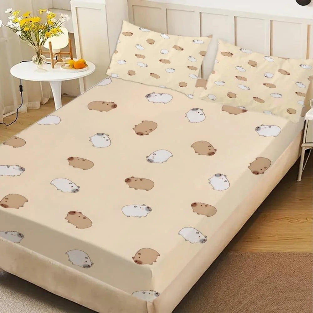 drap housse imprimé lapins mignons motif enfant moderne élastique coton polyester lit chambreDecoration