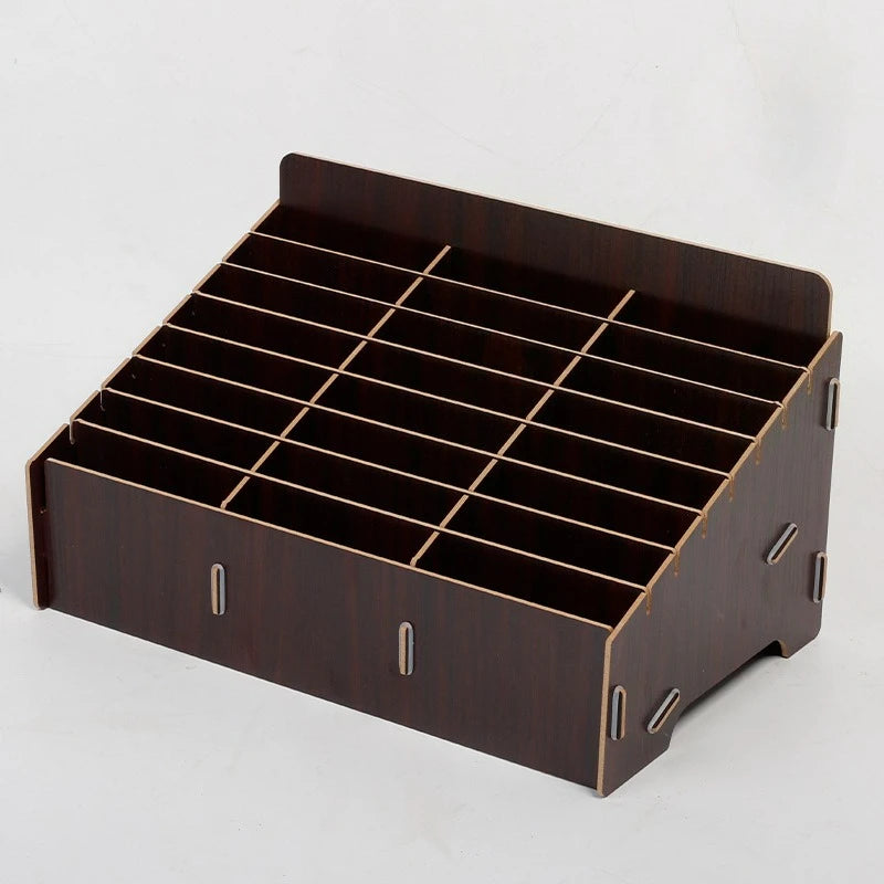 boîte rangement bois naturelle moderne grilles divisées bijoux accessoires rose marron minimaliste