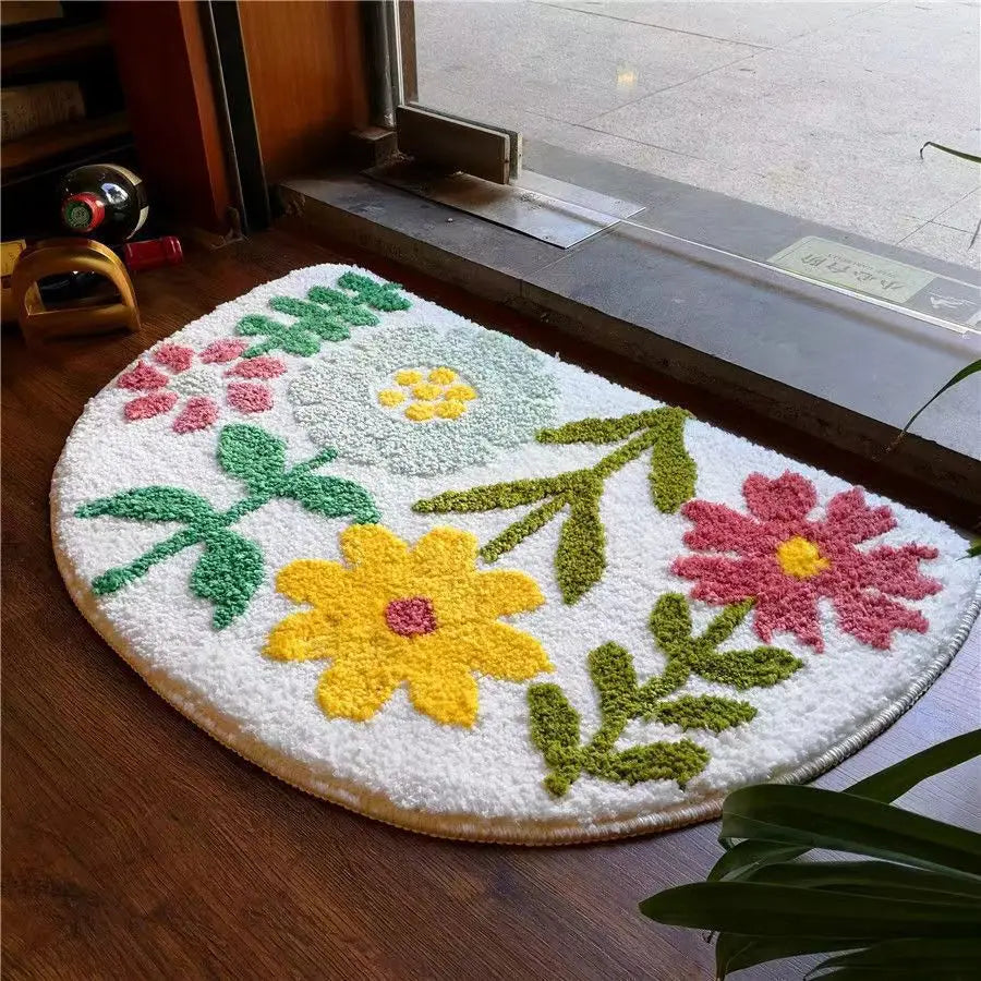 tapis sol floral vintage fleurs colorées happy maison entrée