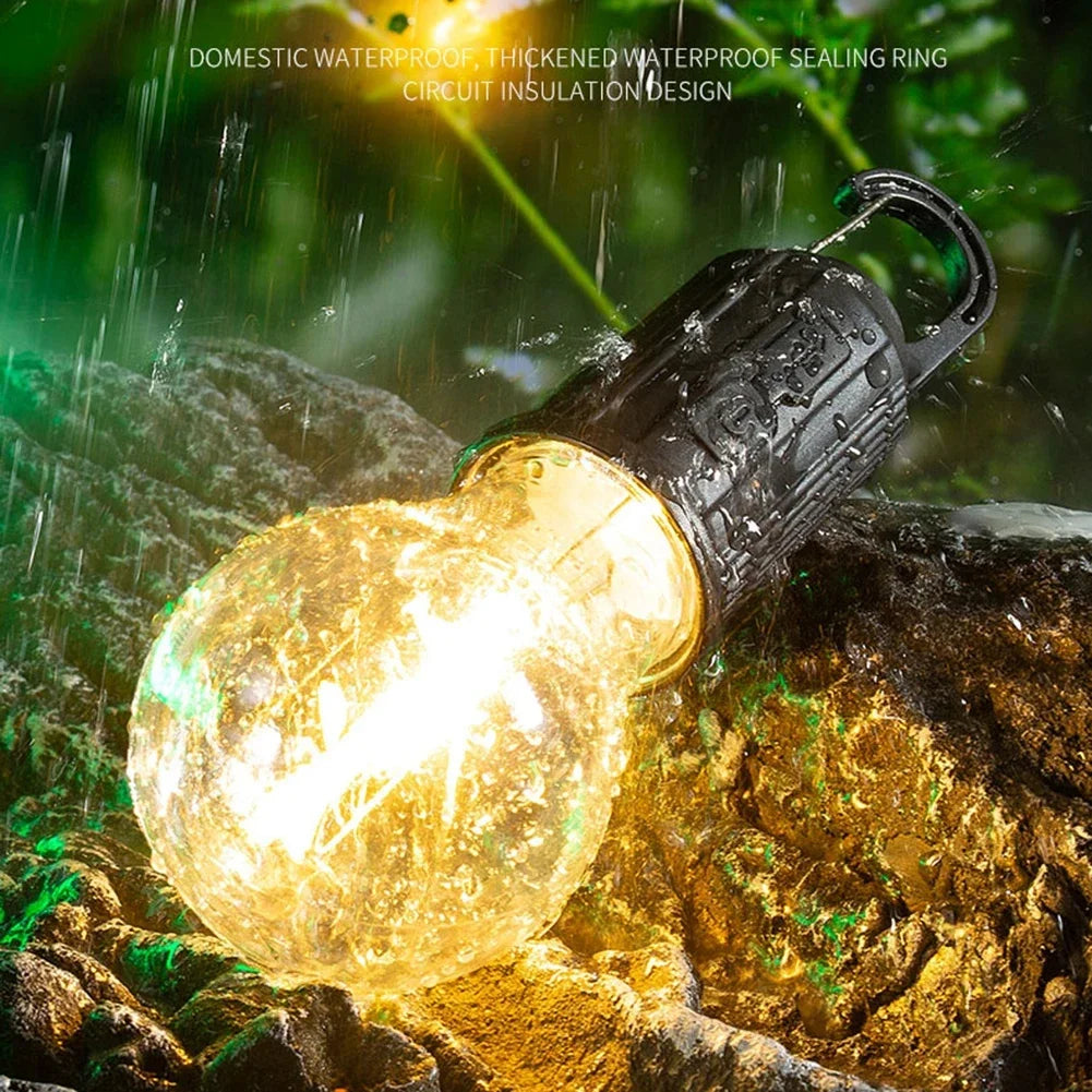 ampoule led portable rechargeable camping pêche barbecue lumière chaude carabine usb type vintage noir