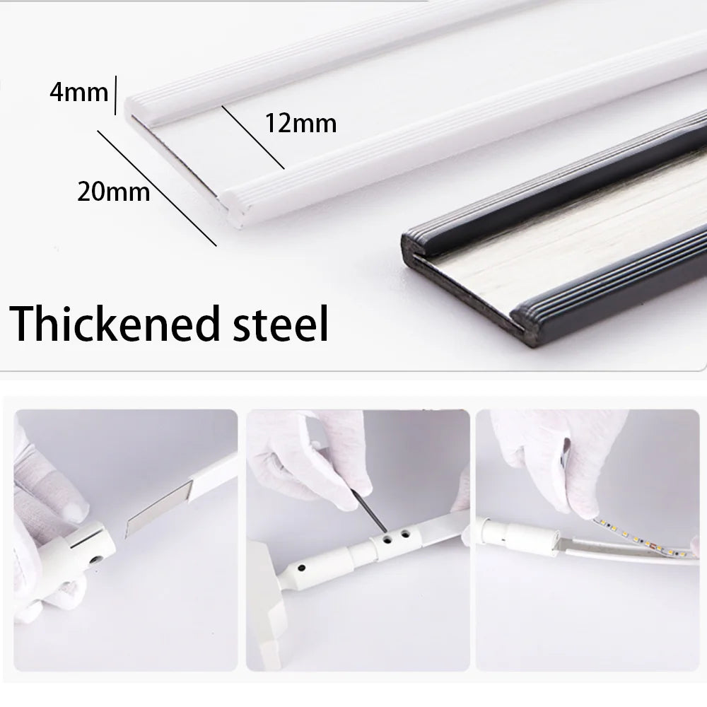 bande led support acier blanc noir moderne salon vis fixations 1m 2m 3m 5m