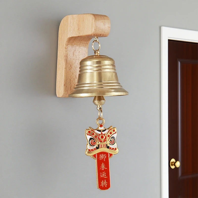 cloche porte or bois naturel papillon chinois deco classique wind chime fixations