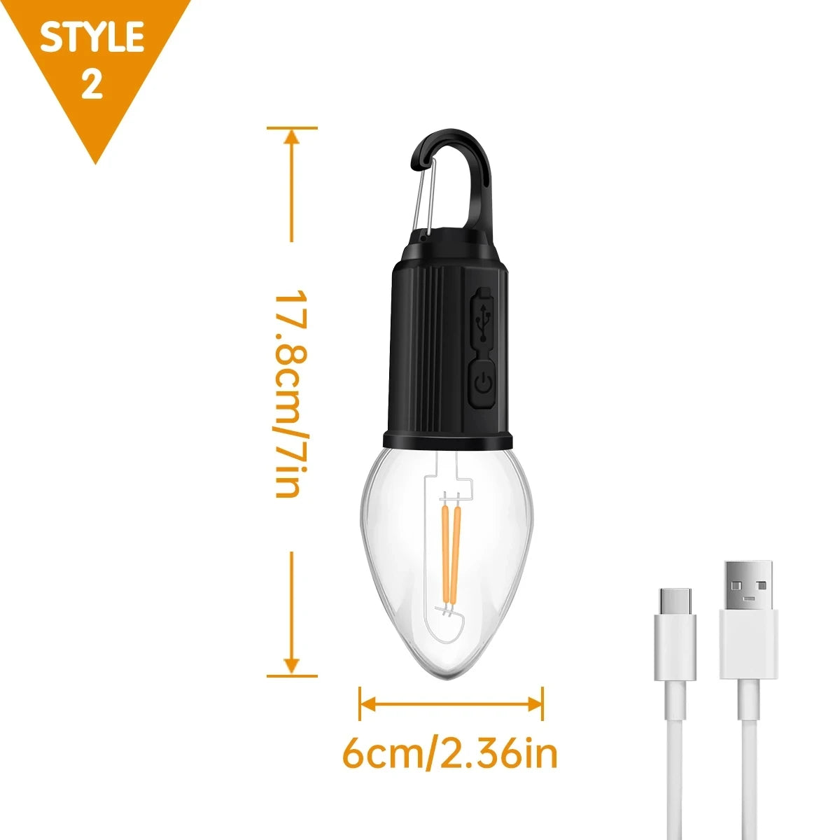 lampe camping led rechargeable usb transparente crochets modes luminość adjustable