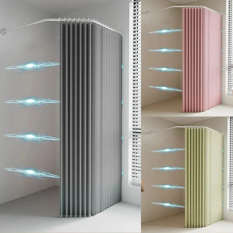 rideau douche pliable polyester tufté rayures verticales beige gris vert rose moderne opaques