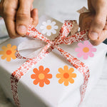 sticker autocollant fleur hippie boho orange rose blanc 500 unités festive decoration mariage anniversaireécoleévénement
