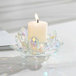 support bougie moderne transparent fleur lotus multicolore rose marron violet élégant décoration intérieure bougies